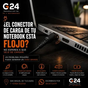 ¿El conector de carga de tu notebook está flojo?